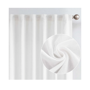 100% Blackout Linen Blend Curtains for Bedroom 52"×144" Length Off White Rod Pocket Back Tab Thermal Insulated Curtains for Living Room Modern Drapes Set 2 Panels