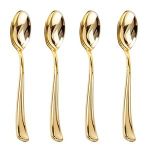 Liacere 200 Pack Gold Plastic Spoons - 6.7 inch Heavy Duty Plastic Spoons - Heavyweight Gold Disposable Spoons for Parties & Weddings & Restaurants & Christmas & New Year