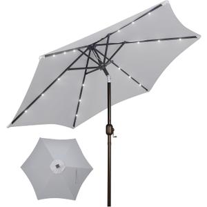 Blissun 7.5 ft Solar Umbrella, 18 LED Lighted Patio Umbrella, Table Market Umbrella