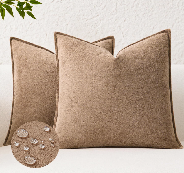 Kevin Textile Waterproof Decorative Pillow Covers Beige 12x20 Inch Pack of 2 Soft Boucle Textured Lumbars Cushions Elegant Accent Pillows for Couch Sofa Chair Bed Home Decor Indoor Outdoor, Camel