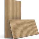 4-Piece Wood Slat Wall Panel for Interior Wall Decor Noise Cancelling 47.2" x 23.6" Peel and Stick Acoustic Decorative 3D Sound Absorbing Wall Paneling, Natural Oak