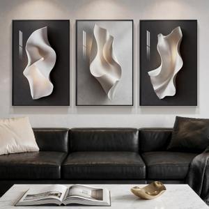 3 Piece Framed Black and White Abstract Wall Art for Living Room, Contemporary Modern Bright Style Prints Paintings, Minimalist Luxury Artwork Decor for Bedroom Dining Room Hallway 20x30 Inch