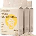 FUKUMARU Tofu Cat Litter - Natural Lightweight Unscented Cat Litter Pellets, Dust Free Quick Clumping, Effective Odor Control, Flushable, Low Tracking, 18 LBS (3 Packs)
