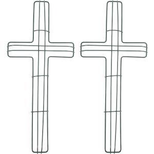 iplusmile 2Pcs Cross Shaped Iron Wreath Frames 15.74X7.08In DIY Wreath Making Tool for Easter Holiday Decorative Garland Supplies