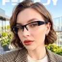 FEISEDY Chic Semi Rimless Blue Light Glasses for Women, Y2K Narrow Rectangular Fake Eyeglasses B0431