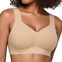 Easybunny Minimizer Bras for Women No Underwire Wireless Supportive Full Coverage Wide Straps Seamless Tshirt Bra XL