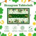 Hexagram St Patricks Day Tablecloth Rectangle 60 x 84 Inch, Green St Patrick's Day Shamrocks Table Cloth Gnome Truck Cover for Party Home Dinner Decor