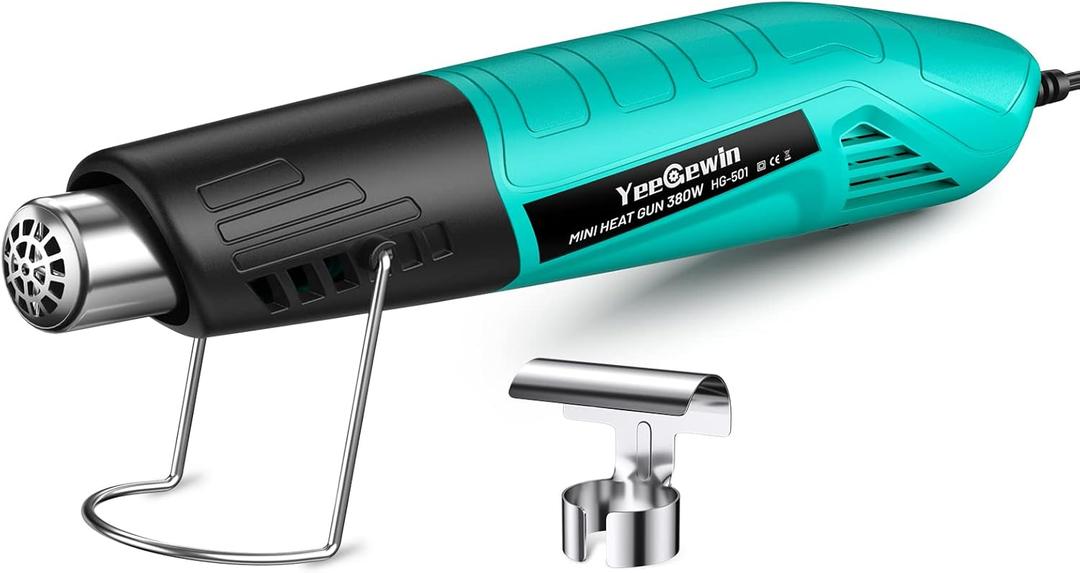 Heat Gun, 380W Fast Heat Mini Hot Air Gun with 2-Temp Settings 480F-850F(249C-455C) Overheat Protection Reflector Nozzle, 4.9Ft Long Cable for Shrink Wrap,Vinyl, Crafts, Epoxy Resin