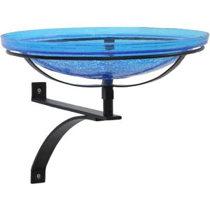 Achla Designs 14" Teal Crackle Glass Birdbath with Wall Bracket