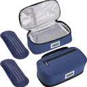 Insulin Cooler Travel Case with 2 x 90g TSA Approved Ice Packs  Insulated Diabetic Medication Bag for Insulin Pens & Supplies  Compact & Waterproof for Daily Use & Travel (8.6"*4.9"*3.2", Blue)