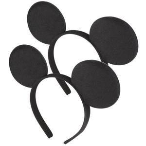 2 pack mouse ears headbands for adults women little girls boys (black, onesize