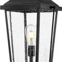 zeyu Black Outdoor Post Lights, 22 Inch Pole Lights Outdoor, Lamp Posts Outdoor Lighting for Patio Pathway, Die-Cast Aluminum with Seeded Glass Shade, ZW105P-M BK (Black - No Function)