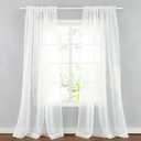 VOGOL White Sheer Curtains for Living Room, Trees Embroidered Voile Curtain Panels for Dining Room, Rod Pocket Window Treatment 96 Inches Long, 2 Pieces