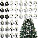 Zhanmai 36 Pcs Black and White Mini Christmas Ball Ornaments 1 Inch Glass Candy Balls Miniature Ornaments Hanging for Christmas Tree Holiday Party Decoration