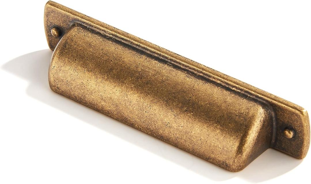 Khtumeware 10 Pack 3" Drawer Pulls Antique Brass Cabinet Cup Pulls Kitchen Hardware Cabinet Handles Drawer Handles Knobs 3 inch Hole Center