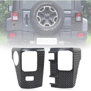 JK Rear Corner Guards Body Armor Kit Tail Light Trim Covers Compatible with 2007-2018 Jeep Wrangler JK JKU Rear Quarter Panel Black Diamond Armour, Replacement for 11651.01