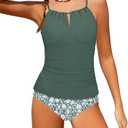 HOTOME Girls Swimsuit Halterneck 2 Piece Girl Swimsuit with Floral Print Shorts Ruched Girls Tankini Swimsuit 11-18 Years