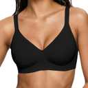 As Fairy Bras for Women Wireless Wirefree Jelly No Underwire Full Coverage Seamless Comfortable Breathable Airhole Bra(Pure Black 36B)