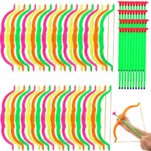 Kids Bow and Arrow Set Plastic Archery Shooter Toy Mini Play Bow and Arrow for Boys Girls Sport Game Gifts, 4 Random Colors