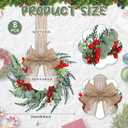 Hotop 8 Set Mini Wreaths for Kitchen Cabinet 12 Inch Small Christmas Wreath with Burlap Ribbon Red Berry and Eucalyptus Leaves for Xmas Window Front Door Fireplace Chair Farmhouse Hanging Decor