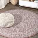 JONATHAN Y Boho Medallion Indoor Outdoor Round Area Rug 4 Ft Red/Taupe, Malta Textured Weave for Backyard, Patio, Porch, Easy-Cleaning, High Traffic, Pet-Friendly, Non-Shedding (SMB104A-4R)