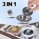 3 x 3-in-1 Kitchen Sink Drain Filter Pop-up Stopper with Filter Basket 304 Stainless Steel It has The Function of Fast Drainage and Odor Isolation Suitable for U.S. Standard 3-1/2" Sink drains
