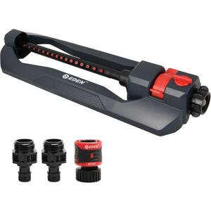 Eden 94105 Weighted Oscillating Sprinkler | Covers Up to 3,600 sq. ft., 16 Precision Nozzles, Adjustable Range, Flow Control, Turbo Drive Motor, Quick Connect Bundle