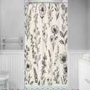 Omifly Small Stall Rv Beige Floral Shower Curtain 36Wx72H Inch Vintage Farmhouse Flower Shower Curtains for Bathroom Wildflower Boho Camper with 12 Plastic Hooks Fabric Waterproof Accessories