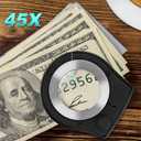 45X Jewelry Magnifier with 6 Light, Rechargeable Desktop Portable Coin Magnifier Sewing Magnifing Glass for Textile Optical Jewelry Tool Coins Currency Black