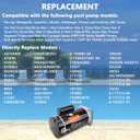 RAMATA B2853 Pool Pump Motor, 1 HP, 115/230V, 3450 RPM, 56Y Frame - Compatible with A.O. Smith, Century, Pentair SuperFlo, WhisperFlo, Sta-Rite, Hayward & Jandy Pool Pumps