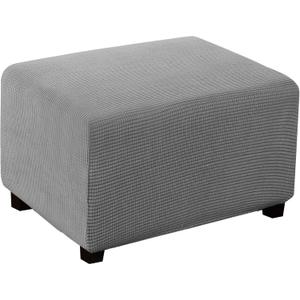 Turquoize Stretch Ottoman Cover Ottoman Slipcover Sofa Cover Footstool Protector Storage Ottoman Covers Furniture Protector Soft Rectangle slipcover with Elastic Bottom (Large, Dove)