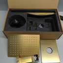 KENES Brushed Gold Tub and Shower Trim Kit, Square Tub Shower Faucet Set Complete with 10-Inch Rainfall Shower Head and Tub Spout, KE-6024A-4 (Shower Valve Included)