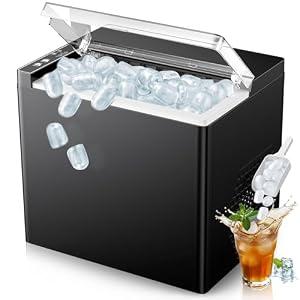 Ice Makers Countertop, 9 Ice Cubes in 6 Mins Portable Ice Maker, 2 Sizes of Bullet Ice (S/L) Small Ice Machine for Home Kitchen Camping (Onyx)