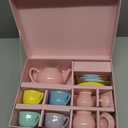 Porcelain Tea Set for Toddlers, Tea Party Set for Little Girls, Kids Tea Set Kitchen Pretend Play, Princess Tea Time Playset with Teapot Cups Carry Case, Toddler Girl Toys Birthday Gifts Age 3+