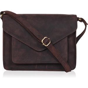 Leather Flapover Crossbody Handbag Purse for Women with Adjustable Strap & Overflap Snap Closure Tote/Bag (Brown Hunter)