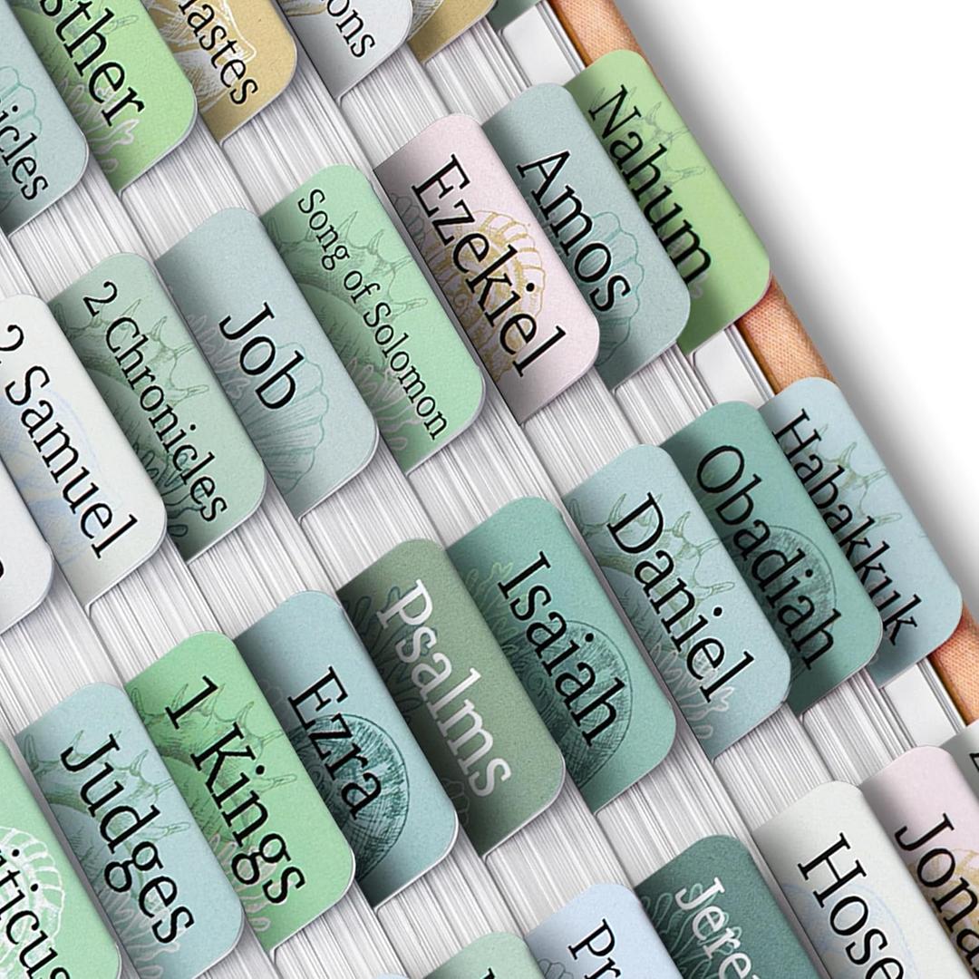 Mr. Pen- Bible Tabs, 75 Tabs, Coastal Meadow, Laminated Bible Tabs for Women and Men, Bible Tabs for Study Bible, Large Print Bible Index Tabs, Bible Book Tabs, Bible Labels Tabs, Mr. Pen Bible Tabs