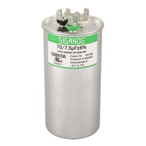 70/7.5 uF 70+7.5 MFD 370V or 440V CBB65 Dual Run Start Round Capacitor 70 7.5 uF MFD 370 440 Volt VAC for Condenser Straight Cool or Heat Pump Air Conditioner
