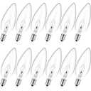 MEQIQTEK E12 60 Watt Incandescent Candle Light Bulbs, Chandelier Light Bulbs for Ceiling Fan, Vanity, Outdoor - Warm White 2500K, 500 Lumen Dimmable B10 Clear Candelabra Base Bulbs (12 Pack)