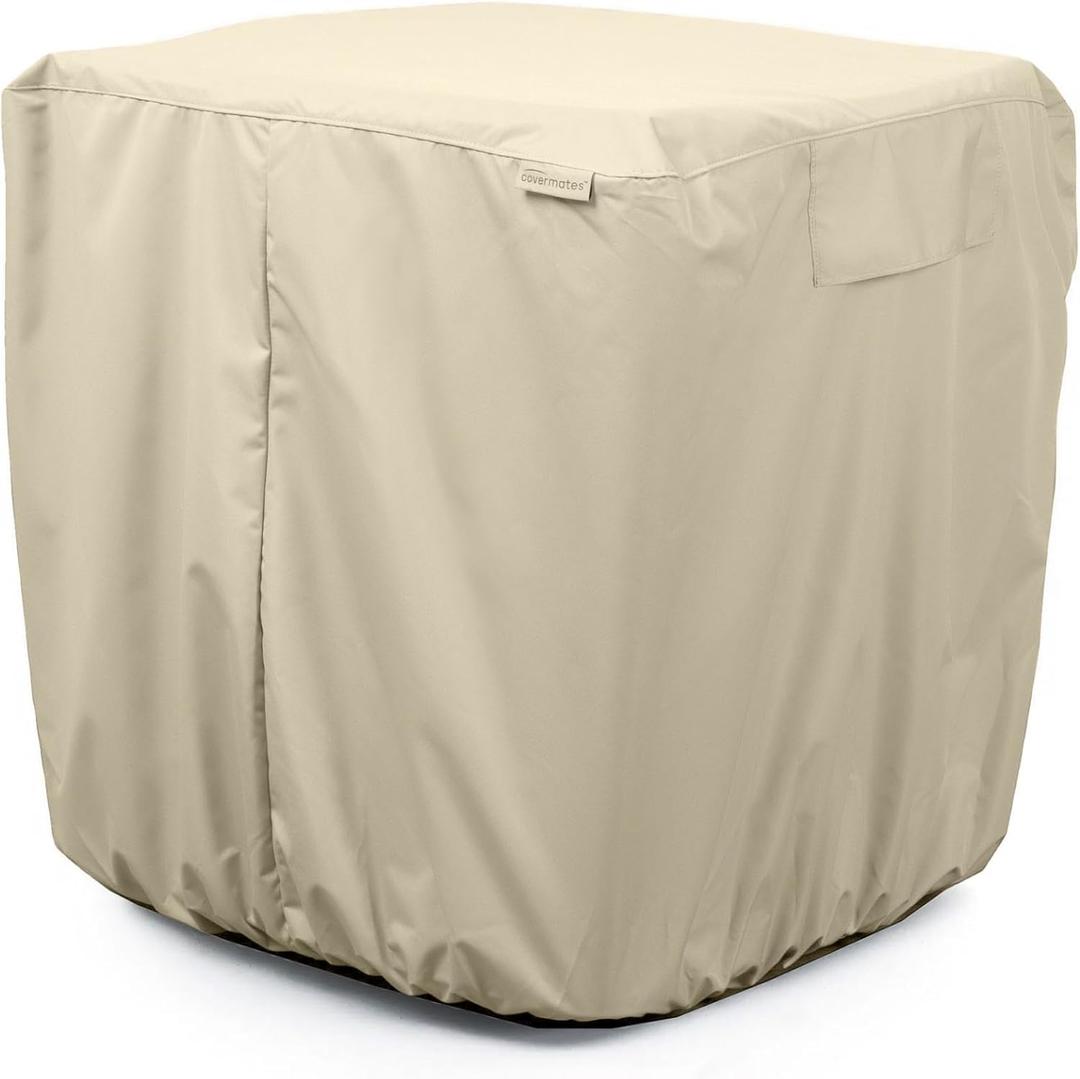 Covermates Elite Heavy-Duty Air Conditioner Cover - All-Weather Protection for Outdoor Central AC Units - Durable Water-Resistant 300D Polyester Shell, 34W x 34D x 30H, Khaki