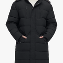 Men's Extra Long Fleece Puffer Jacket Outerwear Winter Coats Hooded Parka Warm Water-resistant Cold Weather, XL