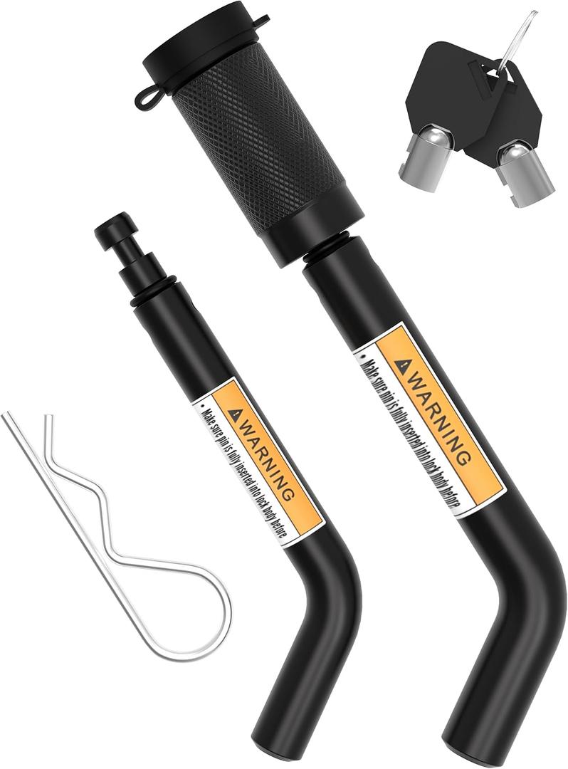 RETRUE Trailer Hitch Receiver Pin Lock Set, Suitable for 1-1/4", 2" & 2-1/2" Receiver, 1/2" and 5/8" Dia Hitch Lock for Securely Locking Trailer Hitch with Two Keys, Black