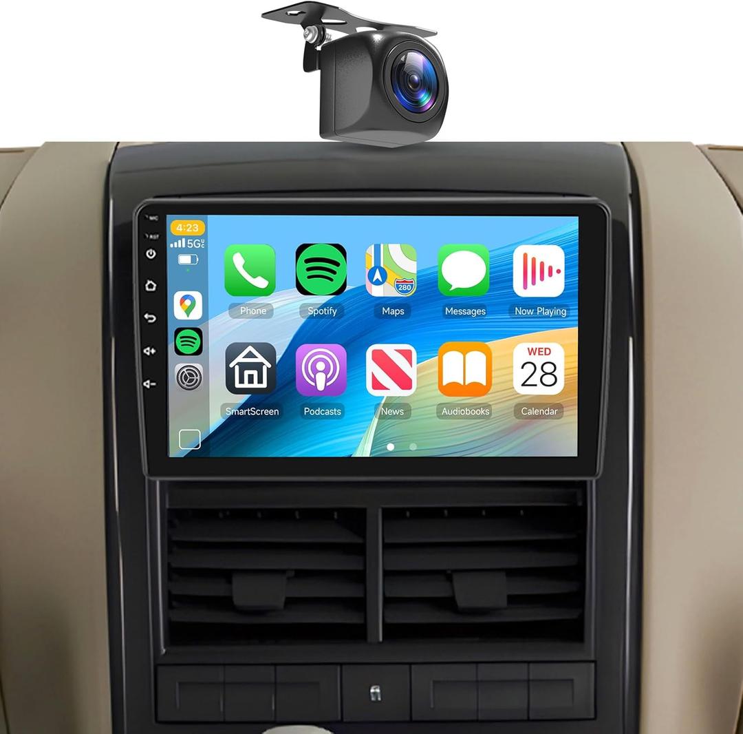 [4G+64G] Car Stereo for Ford Explorer 2005-2010 Android Wireless CarPlay Android Auto,10.1 IPS Touchscreen Car Stereo Bluetooth5.0,GPS,WiFi,SWC,59UI,32EQ AI DSP+HD Backup Camera for Explorer Radio