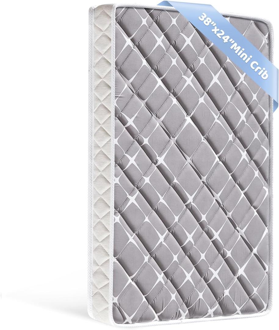 Mini Crib Mattress - 38x24x4 Inch- Dual Sided with Firm Support and Comfort Foam- Breathable, Quiet and Odorless, Fits Most Mini Cribs (Does Not Fit Playard or Standard Crib)