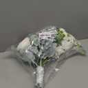 Rinlong 10.6 Inch Dusty Green White Artificial Cascading Wedding Bouquets for Bride Cascade Bridal Bouquet for Wedding Silk Flowers