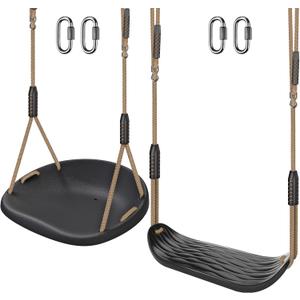 SELEWARE 2 Pack Heavy Duty Plastic Swing Seats with Adjustable Rope & Quick Connect, Replacement Swing Set Accessories for Kids and Adults, Indoor/Outdoor Backyard Playground Tree Swing, Black