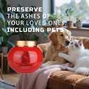 Ceramic Small Urn for Human Ashes Keepsake Mini Decorative Urn with Metal Threaded Lid Secure Seal for Adult or Pet Ashes - Red (2.95in)