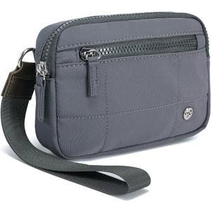 Haytijoe Small Wristlet Wallets for Women Valentines Day Gifts RFID Blocking Travel Wallet Quilted Nylon Phone Purse (Dark Grey)