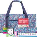 Jongyance American Mahjong Set, Mahjong Game Set, 166 Tiles with Blue and Red Bag, 4 All-in-One Rack/Pushers, MaJongg Set (Mahjong, Majiang, Ma Jong), 5.1 x 21.2 x 10.6 inches