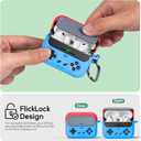 Inesore for Airpods Pro 3 Case Cover with Cleaner Kit,with Lock for Airpod Pro 3 (2025),Classic Cool Funny Game Console Hard Air Pods Pro 3 Case for Men Boy(Red Blue)