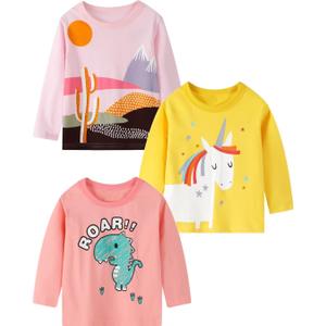 Toddler Girl Long Sleeve T-Shirts Kids Cotton Fall Top Crewneck Clothes 2-7 Years